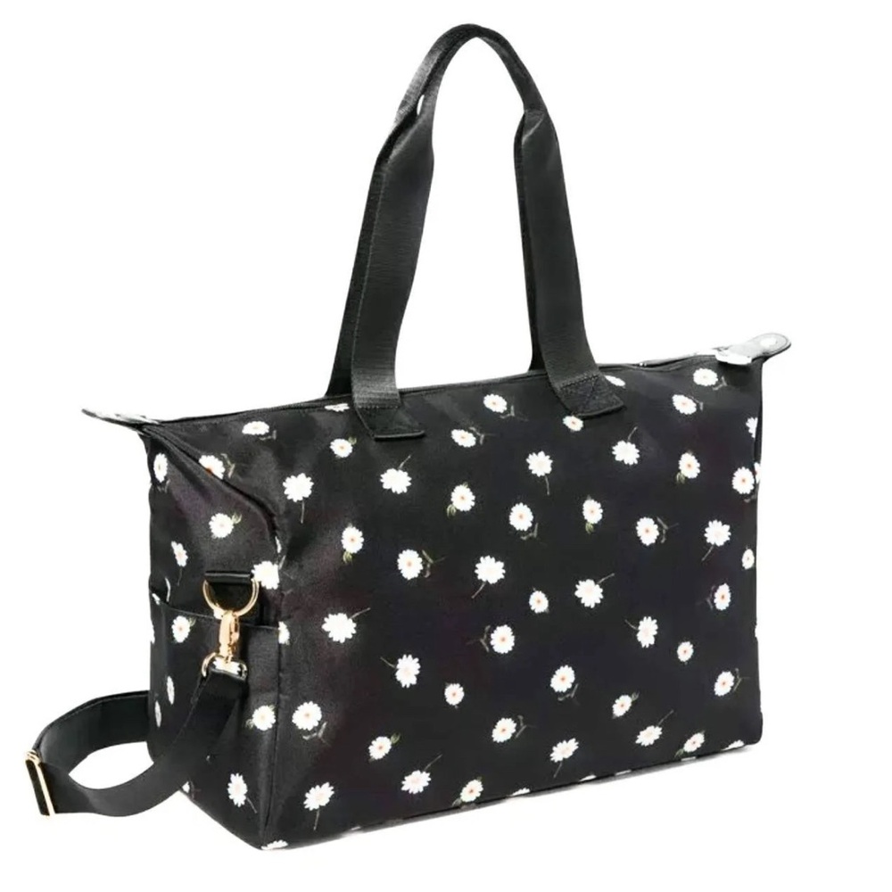 Alice + Olivia Black w/ White Daisy Print Duffel Bag/AO‎ X FABFITFUN DUFFEL BAG